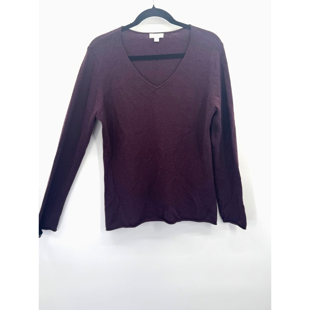 Nordstrom 14th & Union Burgundy Cashmere V-Neck Sweater XL Parisian Quiet Luxury